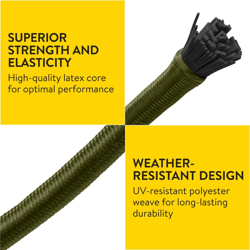 PRETEX Bungee Shock Cord, 8mm x 10m (Rope Only), Olive