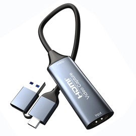 WENZIYAXU HDMI Video Capture Card, 4K 30Hz Input, 2-in-1 USB-A and USB-C Output, Compatible with Windows/MacOS/Linux/Android, for OBS/VLC/Amcap