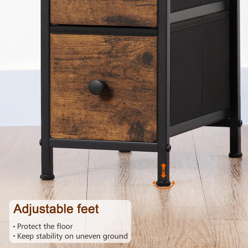LOAKEKEL Narrow End Table Living Room with Charging Station, Skinny