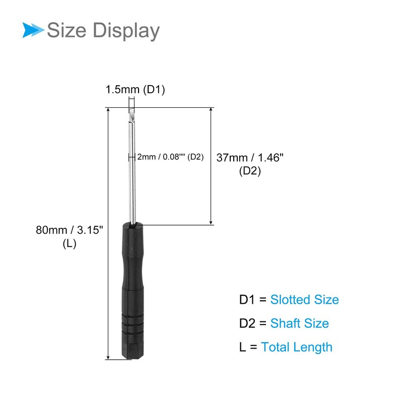 CoCud Tiny Slotted Screwdriver, 1.5mm Size 80mm Length, S2 Steel