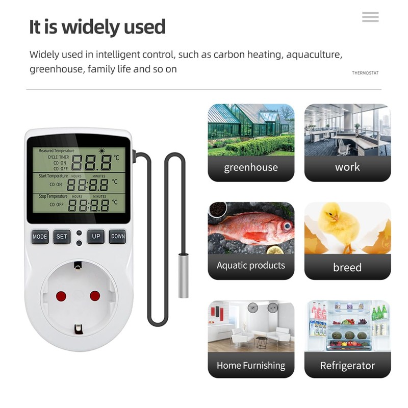 Greluma 1 Piece AC 230V Digital Temperature Controller Socket with