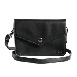 skaard Flat Bum Bag Leather Black with Interchangeable Straps for Hanging, Oktoberfest Bag, black, shoulder bag