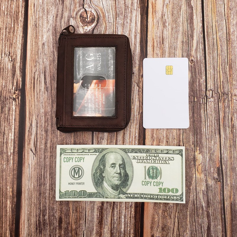 ag wallets Mens Zip Around Leather Wallet with Inserts (Brown)