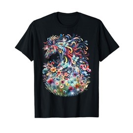 Horse Girls Women Teen Rider Flower Flowers T-Shirt