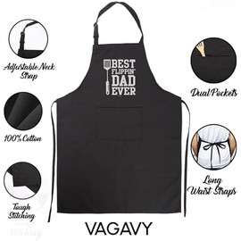 Black Funny Aprons for Men, Dad, Husband - Birthday, Father’s Day Grilling Gifts for Papa, Husband.