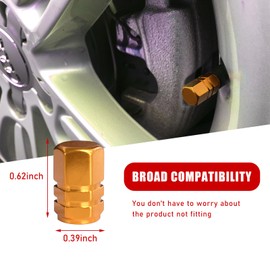 Ziciner 8 PCS Car Tire Valve Stem Caps, Aluminum Alloy Wheel Valve Covers with Rubber O-Ring, Corrosion Resistant Leak-Proof Tire Air Cap Set, Universal for SUV, Truck, Motorcycle, Bike (Golden)