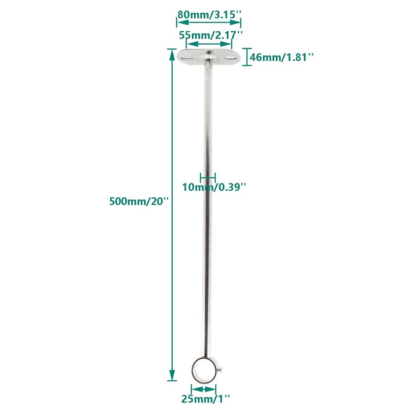 2 Pack Ceiling Mount Bracket, Stainless Steel Wardrobe Pipe Bracket