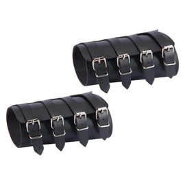 2Pack Punk Leather Wristband Guard Bracelet Bangle Adjustable Cuff Wrap Gothic Wristband