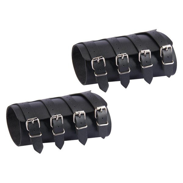 2Pack Punk Leather Wristband Guard Bracelet Bangle Adjustable Cuff Wrap