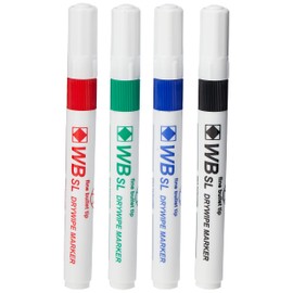 Hainenko WB SL Dry Wipe Marker with Fine Bullet Tip - Assorted (Pack of 4)