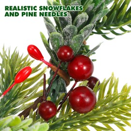 minkissy Christmas Artificial Flower Crown - Xmas Garland With Berries And Pinecones Christmas Wreath Headpiece Garland With Holly Berry Leaves Hairband for Woman Girls