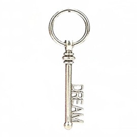 Dream Key Pendant Necklace Silver Key Charm on Leather Necklace