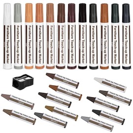 CHENGBAO Kit de Reparación de Muebles de Marcadores， Marcadores y Barras de Cera con Afilador para Manchas，Masilla de Resanador，Reparación de Marcadores,24 Piezas (color 1)