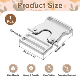sourcing map Metal Quick Side Release Buckle, 25mm/1" Belt Buckles Clip Webbing Backpack Buckle for Leather Strap Collar Harness, Silver Tone