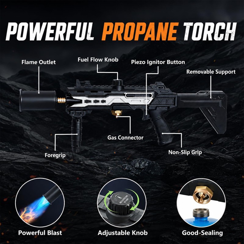 Propane Torch, Flame Thrower Gun, Blow Torch Gun, Adjustable Powerful