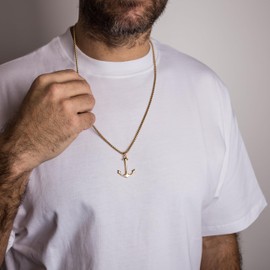 Akitsune Portus Pendant with 70 cm Chain | Necklace Port Anchor Nautical Maritime Women Men Stainless Steel, Stainless Steel