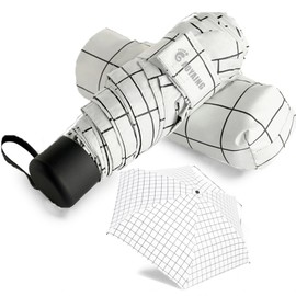 GAOYAING Compact Travel Umbrella Sun&Rain Lightweight Small and Compact Suit for Pocket White Lattice, 34 Inches