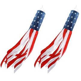 PAASTAI 4th of July Decorations, 2 Packs of 40 Inch Wind Socks for Outside Heavy Duty, Patriotism July 4th Decoration, American Flag Wind Socks With Embroidery Stars, Memorial Day Outdoor Decoration