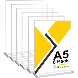 6 Piezas Porta Menu, Soporte Acrílico para Carteles, Soporte Vertical Transparente de Doble Cara, para Restaurantes, Oficina, Publicidad, Bares, Tablero De Mesa, 21*14.8Cm