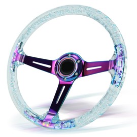 VOONKE Universal Racing/Golf Steering Wheel, 13.8" 6 Bolts Grip Acrylic Round Steering Wheel For Club Car EZGO RXV & TXT, Yamaha, Precedent Tempo, DS,for Race/Rally/Motorsport/Car(blue)