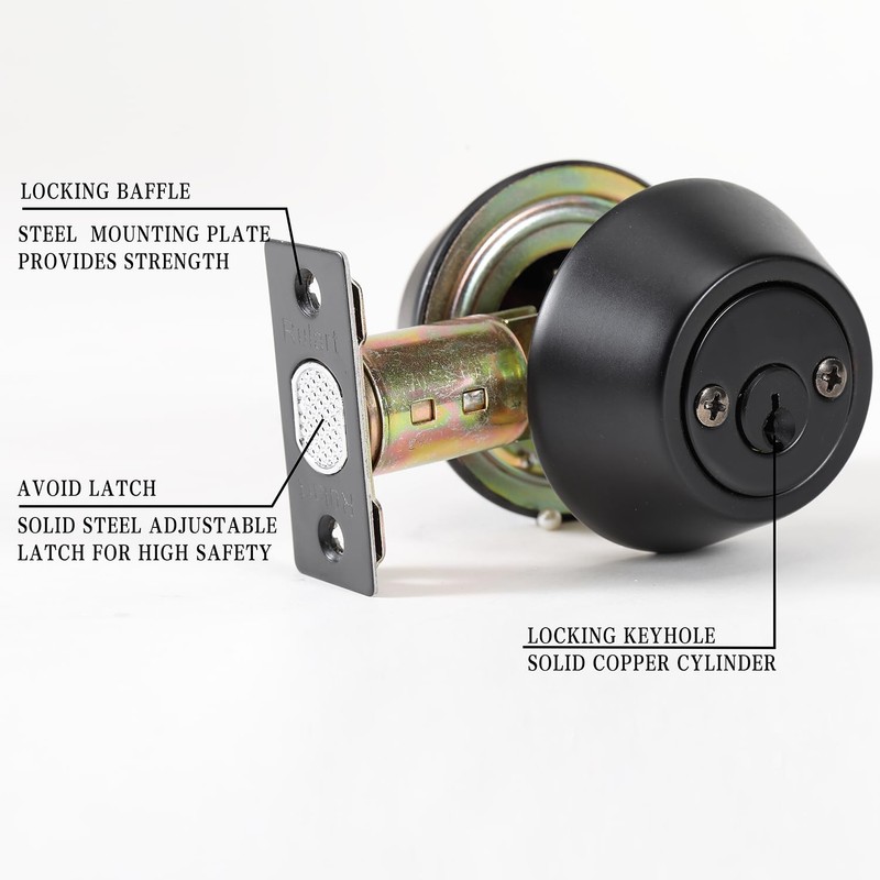 Double keyed Deadbolt Lock - Keyed on Both Sides, 2-Way