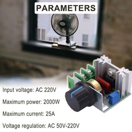DAOKAI AC Motor Speed Controller 50-220V 25A Adjustable Voltage Regulator 2000W High Power Fan Motor Speed Regulator, Dimming Thermostat Governing(2PCS)