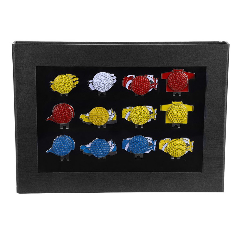 12pcs Stainless Steel Magnetic Hat Clip with Golf Ball Marker