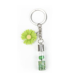 SHTALHST Wishing Bottle Keychain,Flower Keychian, Cute Keychain for Women, as Purse Charms, Bag Charms for Handbags, Car Keychain & Ideal Gift for Birthdays, Holidays, and Anniversaries,Green