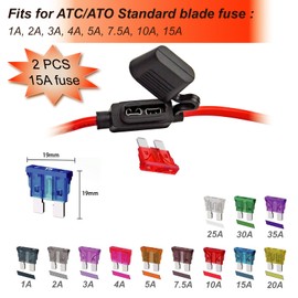 Gaoekoius 2 PCS 14 AWG Waterproof Heavy-Duty Inline Fuse Holder - Maxi 15A Fuse for Car Audio, Marine & Automotive Applications - High Current Protection (14AWG)