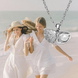 Seashell Necklace for Women Girls Pearl Pendant Necklaces for Women Girls Beach Accessories for Party Wedding Costume Decoration with Shell Necklace