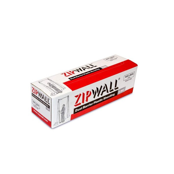 ZipWall PY50 Dust Barrier Plastic Sheeting, White 10ft x 50ft, 3 mil
