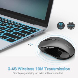 XuanGui Wireless Mouse,DPI 4000,2.4GHz Ergonomic Computer Mouse,Side Grips for Control,6 Buttons,Smart Power-Saving Mode,24 Months Battery Life,Cordless Mice for Windows/Mac OC/PC/Mac/Laptop,Black