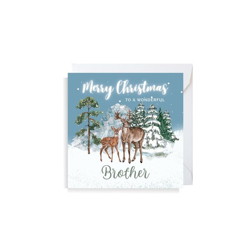 Second Ave Brother Christmas Reindeer Square Xmas Holiday Festive Greetings