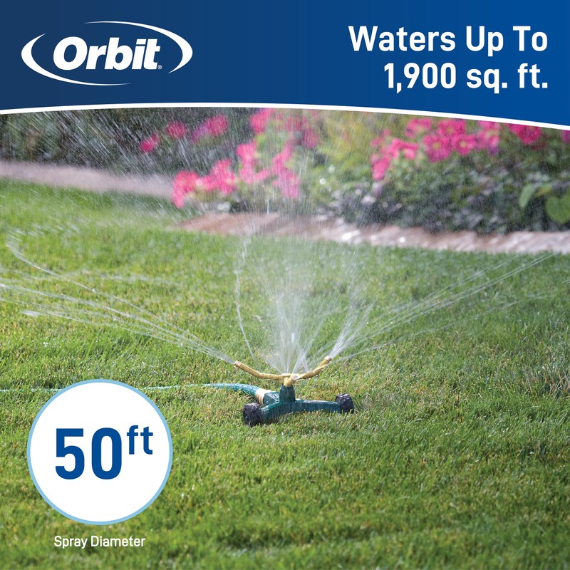 Orbit 58257N Lawn and Garden 3-Arm Metal Sprinkler with Wheel