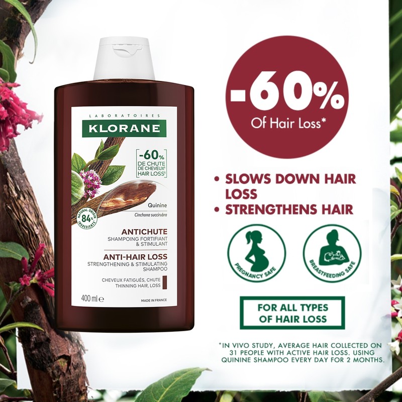 KLORANE [ANTI-HAIR LOSS] Quinine Shampoo (400ml) - For Thinning Hair