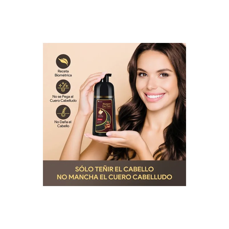 Shampoo Con Aceite De Argán Tinte Cubre Canas-marrón Oscuro