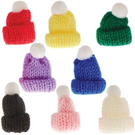 Baker Ross FN325 Mini Pom Pom Hats for Crafts - 15 Pack Christmas Crafts Doll Hats