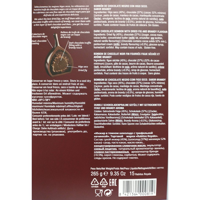 Rabitos Royale – 15 Piece Dark Chocolate Covered Fig Bonbons
