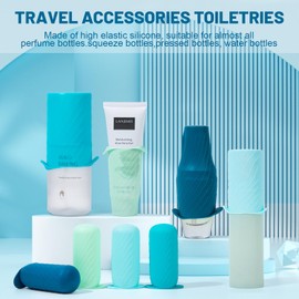 Mrsdry Bottle Covers for Travel, Leak Proofing, Travel Size Container Silicone toiletry sleeves, Leak Locks Travel Accessories for Shampoo Wash Body Bottles and other beauty and personal care(8pcs)