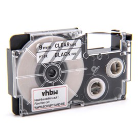 vhbw Cassette Cartridges Label Tape 9 mm Compatible with Casio KL-60, KL-120, KL-70E, KL-100E, KL-300, KL-750E, KL-780, KL-1500, KL-7000 Replacement for XR-9X, XR-9X1