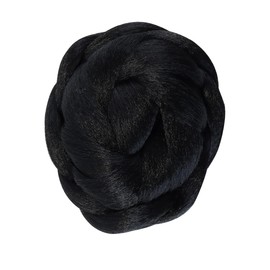 Alide Updo Bun Wig Braided Ponytail Braided Hair Bun Hairpiece Womens Synthetic Hair Extension Clip for Wedding Party Daily Wear Black