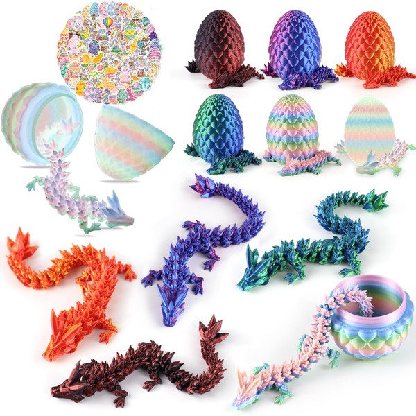 Cecoen 6 Pcs 3D Printed Dragon Eggs with Dragon Inside,Easter