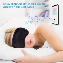 Bluetooth Sleeping Eye Mask | Sleep Headphones, Joseche Wireless Bluetooth Headphones Music Travel Sleeping Headset 4.2 Bluetooth Handsfree Sleep Eye Shades Built-in Speakers Microphone Washable