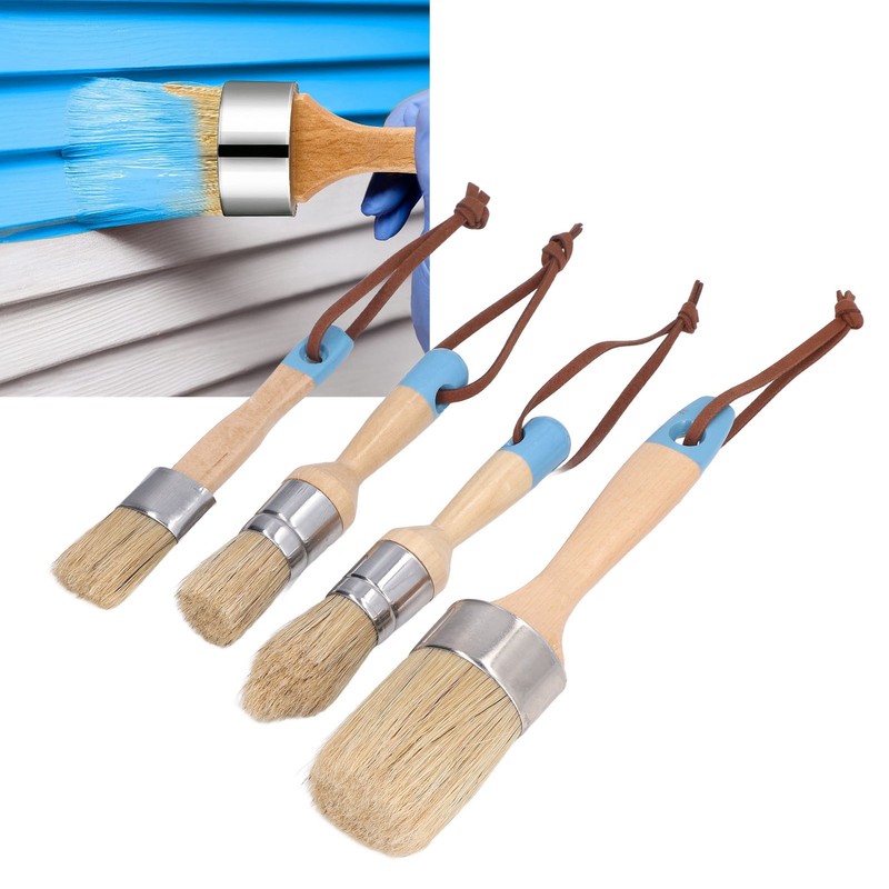 4PCS Paint Brush Bristles Wooden Handle for Furniture Tables Chairs