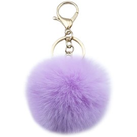Xsclpomddy Pom Pom Keychain Artificial Soft Rabbit Hair Bag Pendant Ball Keyring for Handbag Car Pendant Decoration, Light purple