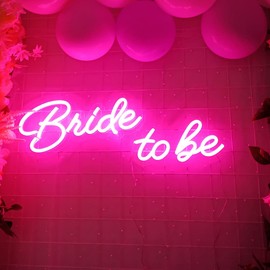 DIVATLA Pink Neon Sign Bride to be for Bachelorette Party Bridal Shower Engagement, Wedding Shower Party Decor, 28.59.5inches LED Sign Banner with dimmer for Wall Decor.(Power Adapter included)