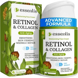 Essenlis Retinol Cream for Face Anti Aging Face Moisturizer with Collagen & Hyaluronic
