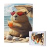 MA6GE8DE Beach Vacation Capybara Jigsaw Puzzles 500 PCS,Enjoy The Puzzle