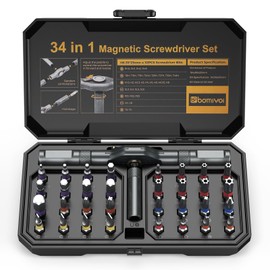 DIY Ratchet Screwdriver Set, Upgraded 34 in 1 Magnetic Screwdriver Set for Christmas Gifts, Switchable Repair Tool Kit with Magnetic Multi Bit, DIY T Handle for Furniture, Computer