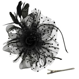 Fascinator Hats for Women, Fascinator Women's Hat with Feathers and Net Vintage and Hair Clip for Wedding Party Carnival Bridal Hair Accessories Summer Headband Elegant Headpiece for Women